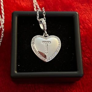 Luxury Moissanite Diamond T‎ Heart Pendant Necklace